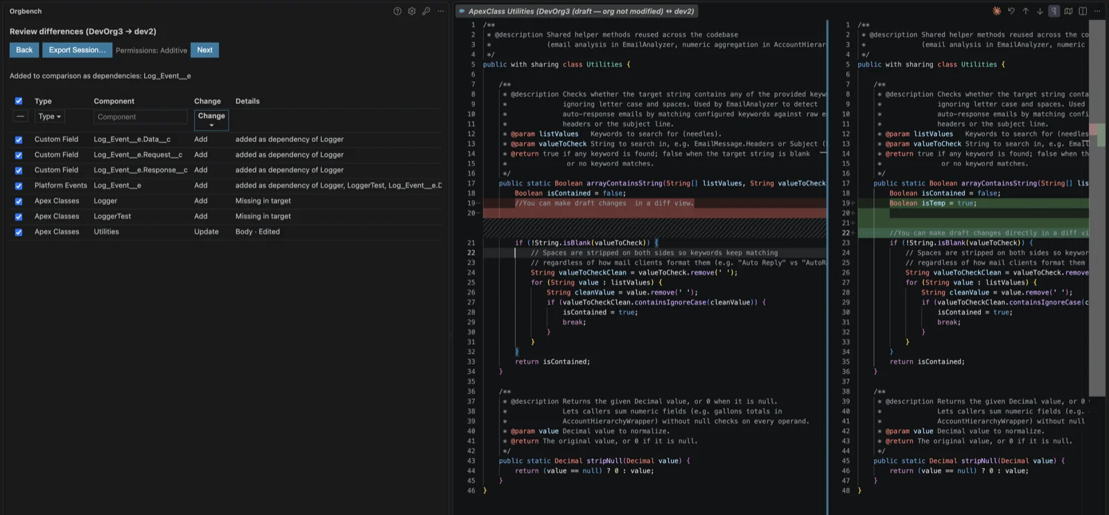 Review Differences with a side-by-side diff